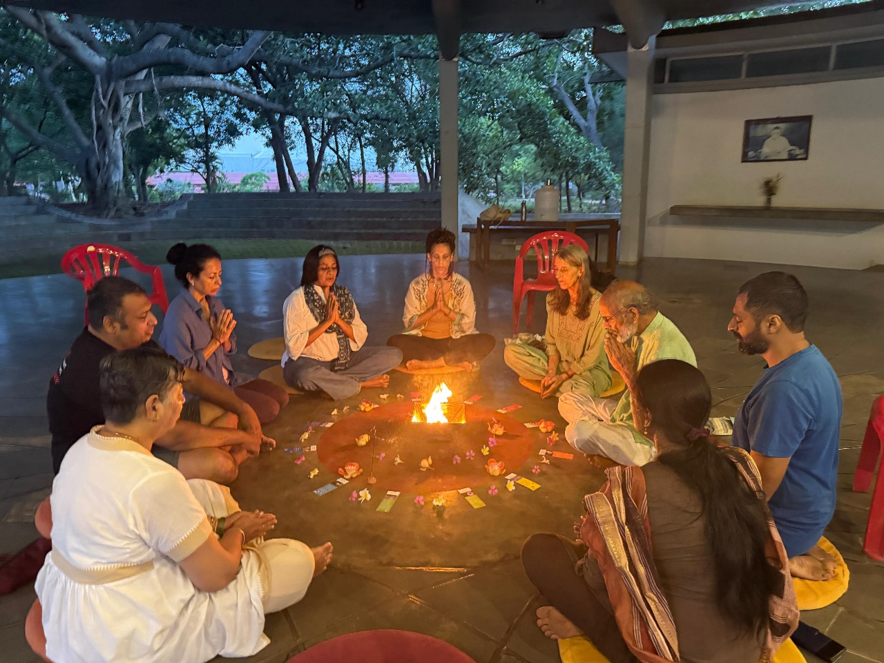 Agni Hotra fire ceremony at Vidyamandir Auroville